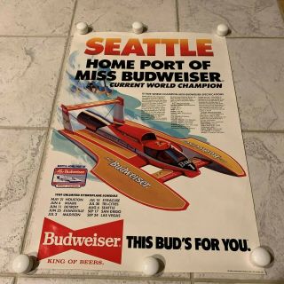 1989 Miss Budweiser U - 1 Unlimited Hydroplane Racing Schedule Poster 17x24 Apba
