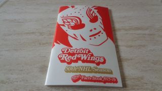 1975 - 76 Detroit Red Wings Media Guide - Nhl Hockey - 50th Anniversary - Nr - Mt