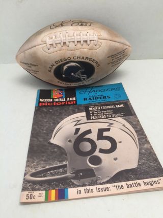 1965 American Football League Pictorial And Junior Seau Signed Football