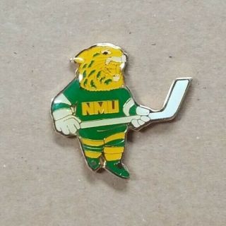 Vintage Nmu Northern Michigan University Wildcats Ice Hockey 1 " Enamel Lapel Pin