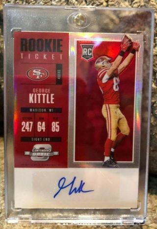 2017 Panini Contenders Optic Red Rookie Ticket George Kittle Auto Rc /75