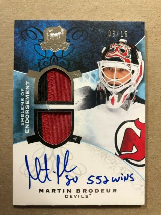 2008 - 09 The Cup Emblems Of Endorsement Eemb Martin Brodeur Signed Auto 3 /15