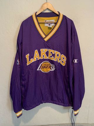 Vintage Los Angeles Lakers Men’s Windbreaker Jacket Sz Xl Men’s Champion Nba Euc