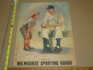 Milwaukee Sporting Goods Store Ad Honus Wagner Pittsburgh Pirates 11 X 14 Inch