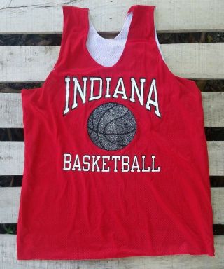 Indiana Hoosiers Basketball Vtg Large Champion Red Practice Jersey Made In Usa