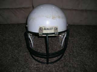 Vintage " Schutt " Pro Air Ii,  Game Football Helmet,  White W/green Facemask,