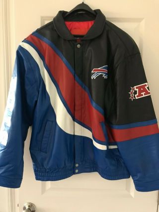 Vintage Nfl Reebok Buffalo Bills Leather Jacket Size Large Jeff Hamilton