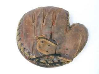 Spalding Leather Baseball Catchers Mitt Antique Rough