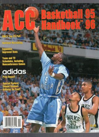 1995 - 96 Acc Basketball Handbook Yearbook - Jeff Mcinnis - Unc - Duncan - Rutland - Wake