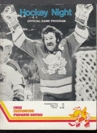 1976 - 77 Wha Minnesota Fighting Saints England Whalers Game Program