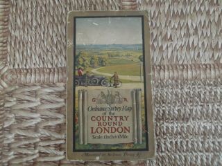 Vintage Ordnance Survey Map Of The Country Round London - 1921