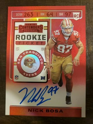 Nick Bosa 2019 Contenders Fotl Red Zone Rps Rookie Ticket Auto - Ssp Rc Auto
