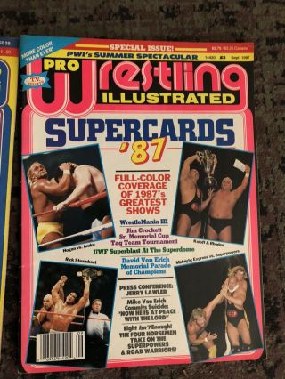 6 Pro Wrestling Illustrated Magazines From 1987 HULK RICK FLAIR 2