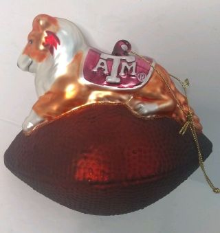 College Texas A&M Ornament Aggies Blown glasses Large 6 1/2 