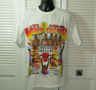 Vtg.  1993 Chicago Bulls Nba World Champions Salem Cartoon T - Shirt Men 