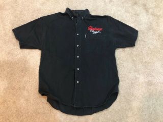 Vintage Dale Earnhardt Shirt Intimidator Black Button Up Nascar L Short Sleeve