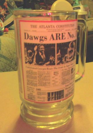 Georgia Bulldogs Vintage 1981 Sugar Bowl Dawgs Are No.  1 Glass Mug