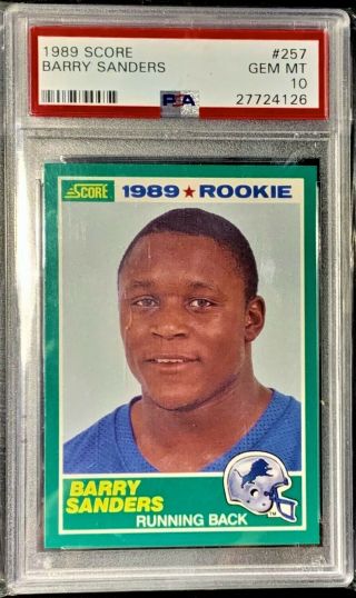 Barry Sanders Detroit Lions Hall Of Fame 1989 Score Rookie 257 Psa 10 Gem
