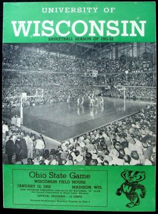 Jan 12,  1952 Wisconsin V.  Ohio State Basketball Program Harvey Kuenn