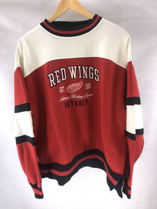 Vintage 90s Detroit Red Wings Pro Player Crewneck Sweatshirt Men 