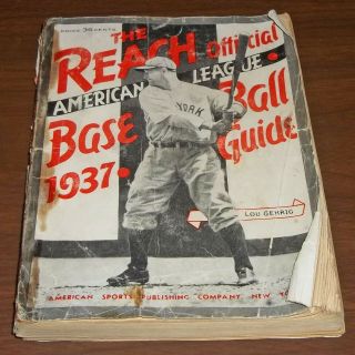 1937 Reach Official American League Baseball Guide Lou Gehrig Cover