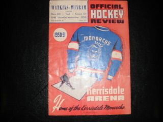 1950/51 Kerrisdale Monarchs Hockey Program Mainline - Okanagan Hockey League