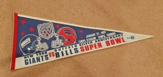 Nfl - Bowl 25 (xxv) Jan.  27,  1991 Pennant - N.  Y.  Giants Vs.  Buffalo Bills - Tampa