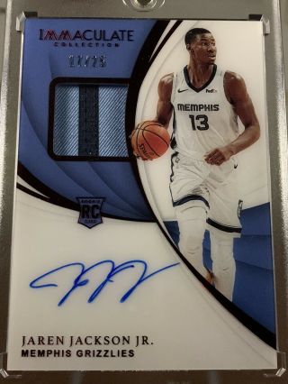 2018 - 19 Immaculate Jaren Jackson Jr Rookie Patch Auto Rpa Rc Red /25