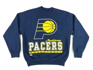 Vtg 90s Indiana Pacers Big Logo Crewneck Sweatshirt Mens Xl Nba Basketball