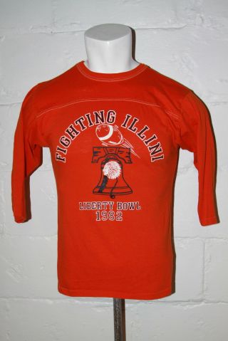 Vtg University Of Illinois Fighting Illini 1982 Liberty Bowl Orange Shirt