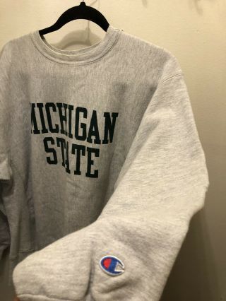 Vintage Michigan State Spartans Mens XL XLarge Reverse Weave Champion Sweatshirt 2