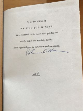 Waiting For Winter,  John O’Hara.  Limited,  Signed,  1st Edition 3