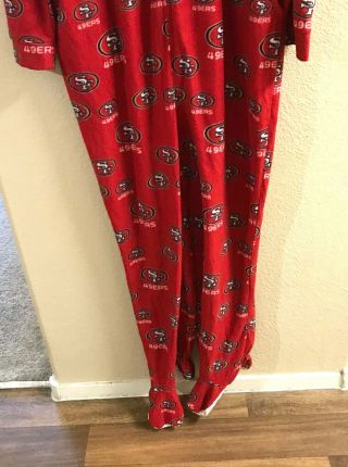 NFL Team Apparel San Francisco 49ers S Red Pajamas PJ Fleece Union Suit w Feet 2