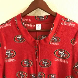 NFL Team Apparel San Francisco 49ers S Red Pajamas PJ Fleece Union Suit w Feet 3