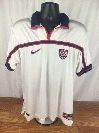 Vintage Men’s 90s 1998 Nike Usmnt Usa Soccer White Home Jersey 9 Medium