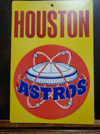 Vintage 1970s Baseball Team Cardbaord Sign - Houston Astros