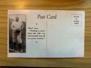 1920s Knute Rockne Notre Dame Football Postcard Rp