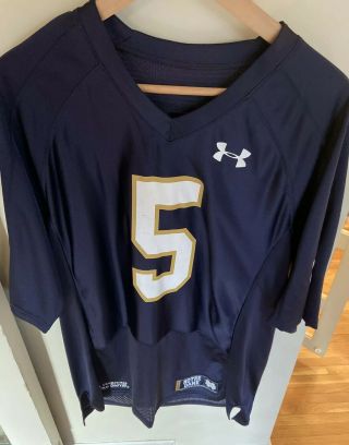 Under Armour Notre Dame Football Jersey 5 Navy Blue Youth Size Medium Stitched