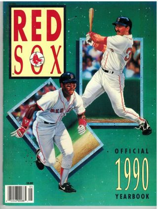 1990 Boston Red Sox Official Yearbook Mike Greenwell Ellis Burks Roger Clemens