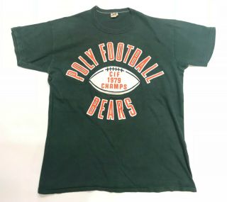 Vintage 70s Russell Athletic Cif Poly Football Bears T - Shirt Green L Tee Usa