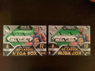 Two 2018 - 19 Prizm Basketball Mega Box Silver Red Ice Luka Doncic? Young?