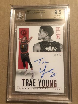2018 - 19 Panini Encased Basketball Trae Young Rookie Auto /25 Bgs 9.  5/10 Hawks Rc