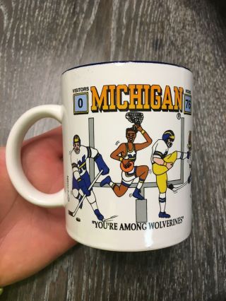 Vintage Michigan Wolverines Coffee Mug Basketball Football Hockey Go Blue Uofm