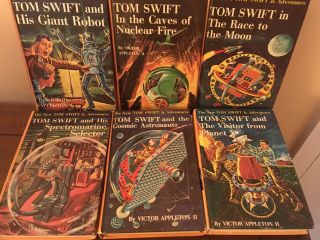 6 Good Set of Tom Swift Jr.  Adventure Books - HB 4 8 12 15 16 17 yellow HB PC 2