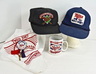 Minnesota Twins Memorabilia/1987 Al & Wc Cap,  Mug,  Pin,  Homer H/ & 1991 Wc Cap