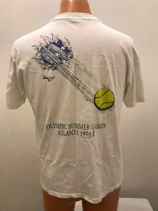 Vintage Atlanta 1996 Olympic Summer Games Tennis T - Shirt Large