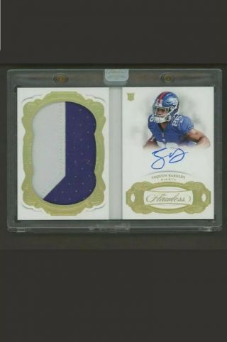 2018 Flawless Booklet Saquon Barkley Giants Rpa Rc Rookie Jumbo Patch Auto 9/10