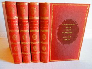 Vintage 16th - 19th Century French Poetry 4 Book Set 1969 Hugo Rimbaud Baudelaire