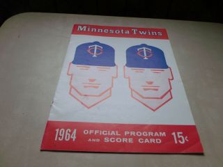 Vintage 1964 Minnesota Twins Baseball Program Booklet