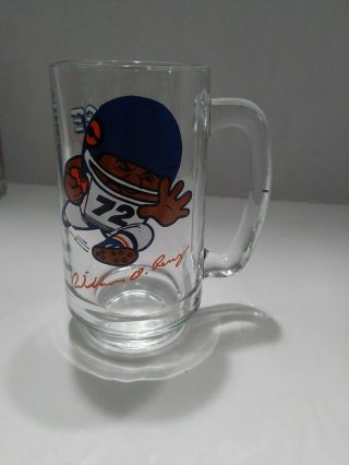 Vintage William Perry Fridge Fever Nfl Chicago Bears Beer Stein Glass Mug 12 Oz.